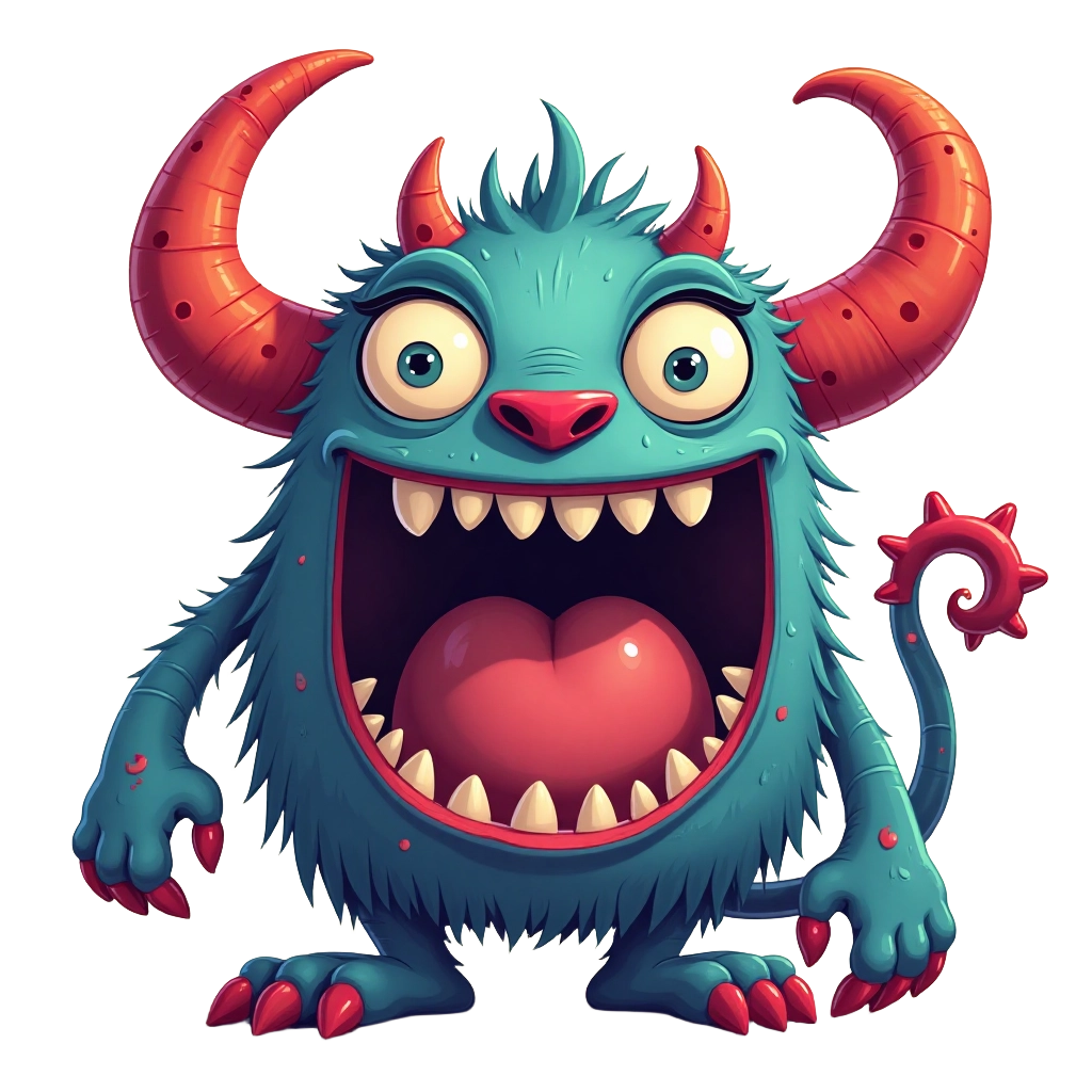 Fuzzy Blue Monster with Horns